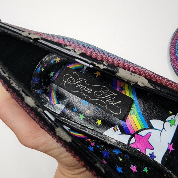 Iron Fist Red Blue & Purple Sequins Stiletto Platform High Heels Size 8 Barbie - Picture 9 of 9